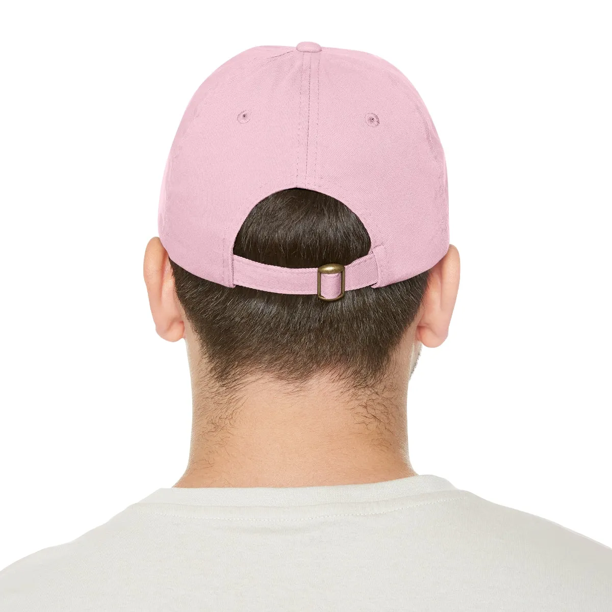 Dreamer. White Lettering. Dad Hat with Leather Patch