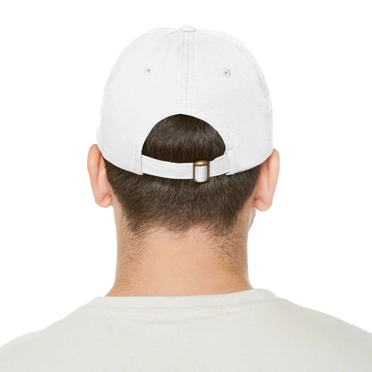 Dreamer. White Lettering. Dad Hat with Leather Patch