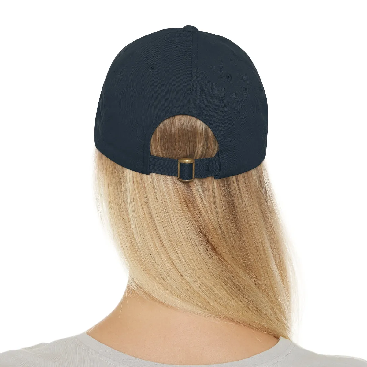 Dreamer. White Lettering. Dad Hat with Leather Patch