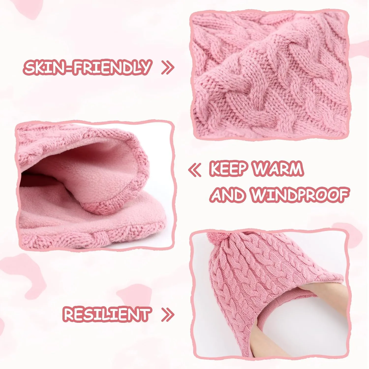 Duoyeree Kids Beanie Hat for Boys Girls Pom-pom Kint Hats Cozy Lining Winter Skull Cap