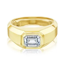 Emerald Modern Bezel Men's Ring (Certified)