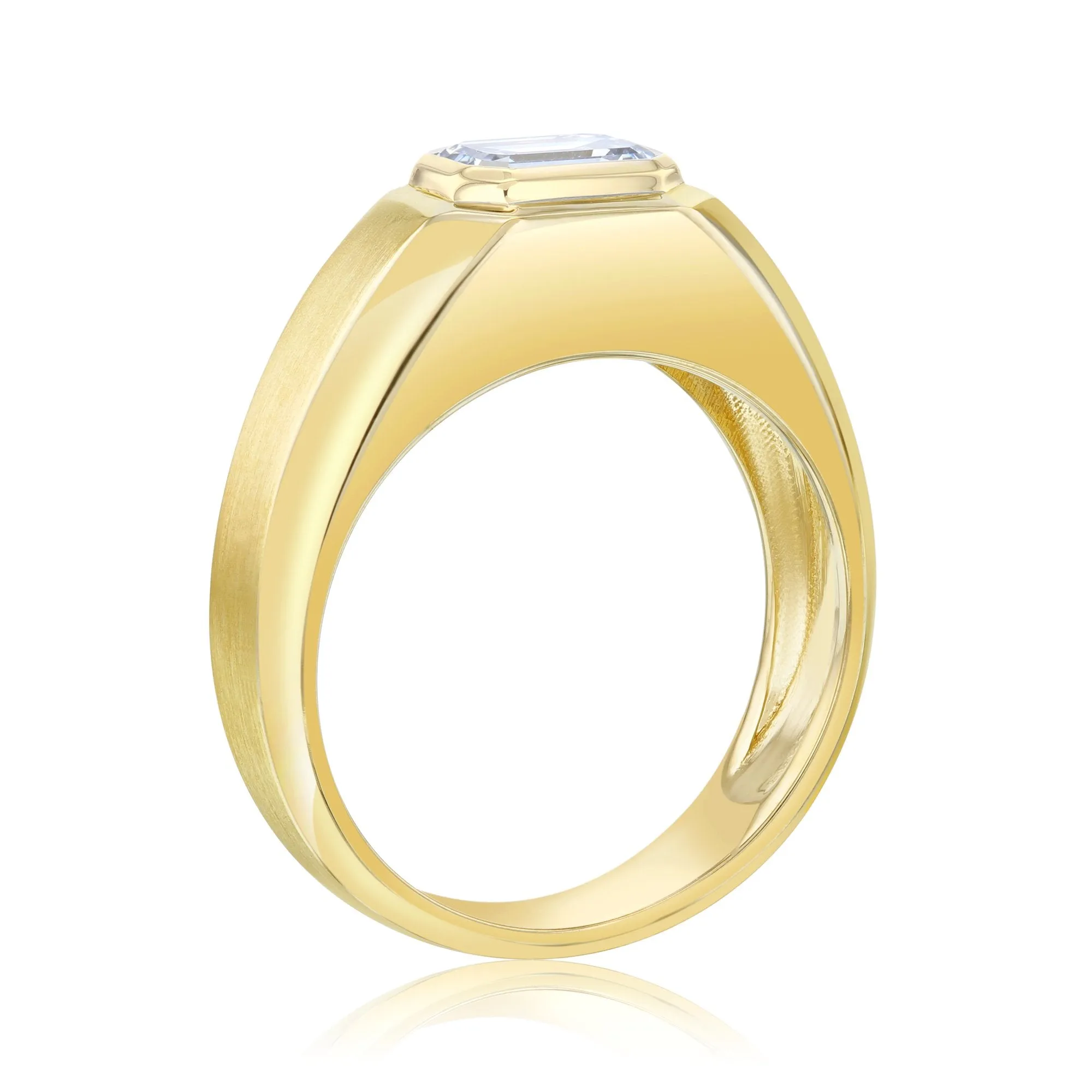 Emerald Modern Bezel Men's Ring (Certified)