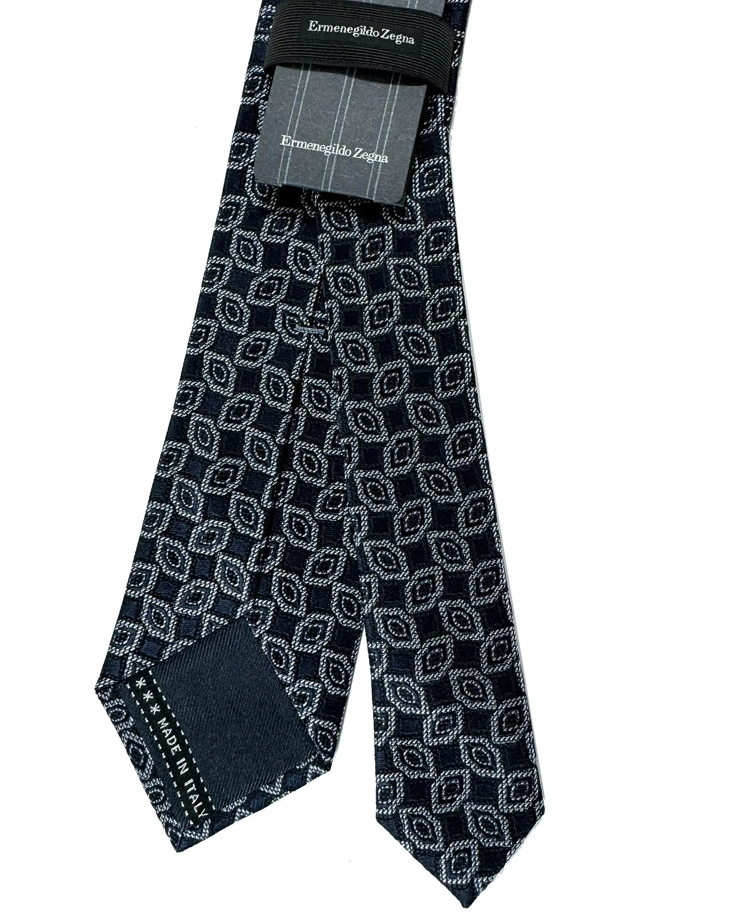 Ermenegildo Zegna Narrow Tie Dark Blue Gray SALE