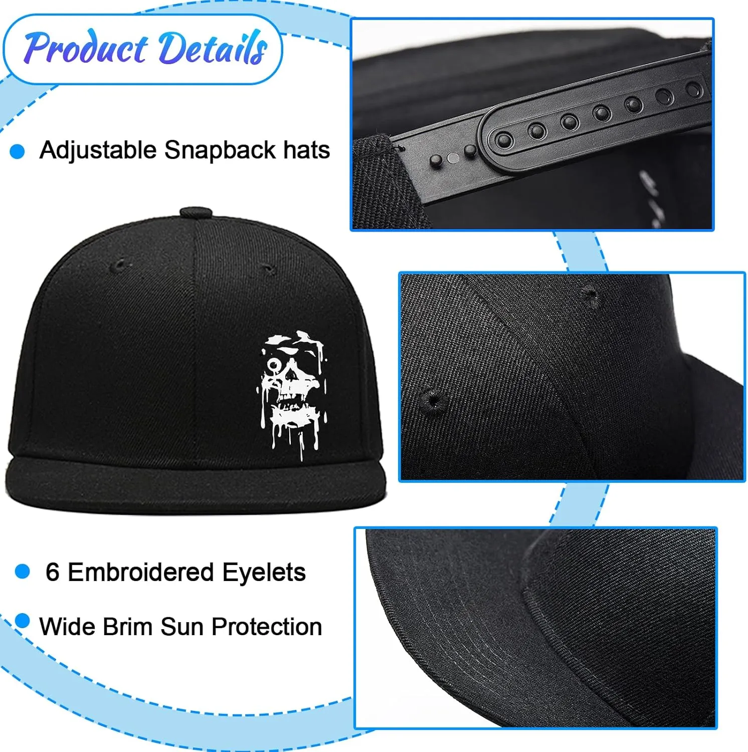 Flat Bill Hats for Men Snapback Hats for Men Baseball Cap for Men Black Snapback Women Fitting Hat