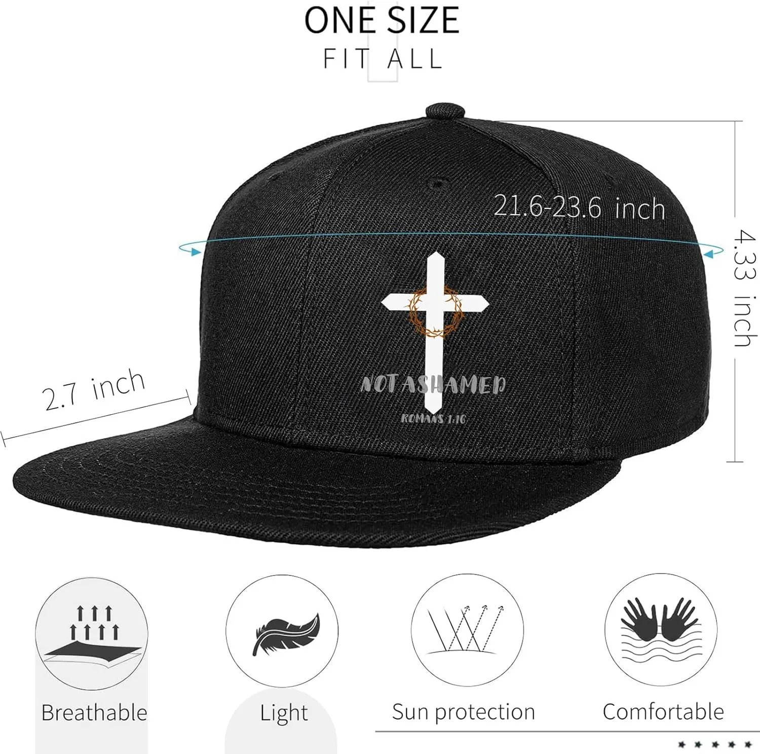 Flat Bill Hats for Men Snapback Hats Skull Skeleton Hat Flat Brim Fitted Hat Adjust Black Baseball Caps for Men