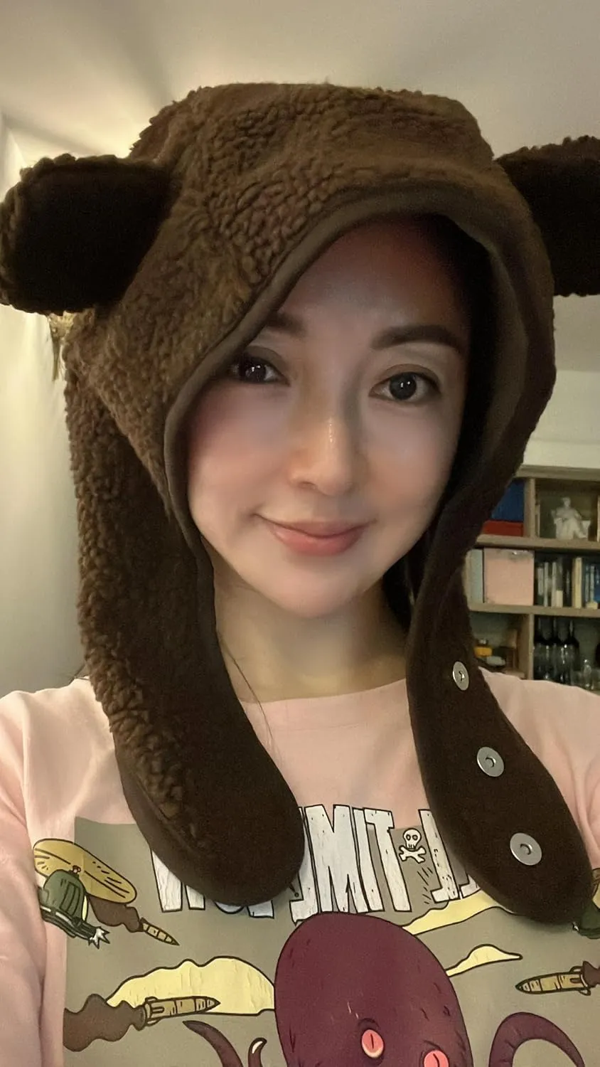 Fleece Beanie Hats for Women Men Bear Safety Hat Magnetic Buckle Ear Projection Cute Outdoor Winter Hat