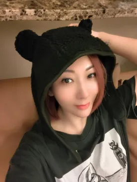 Fleece Beanie Hats for Women Men Bear Safety Hat Magnetic Buckle Ear Projection Cute Outdoor Winter Hat