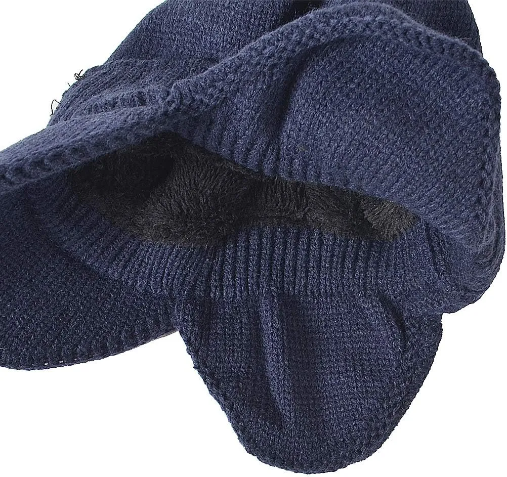 FORBUSITE Men Knit Beanie Visor Cap for Winter Women Thick Beanie with A Brim