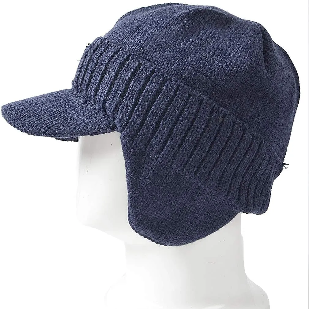 FORBUSITE Men Knit Beanie Visor Cap for Winter Women Thick Beanie with A Brim
