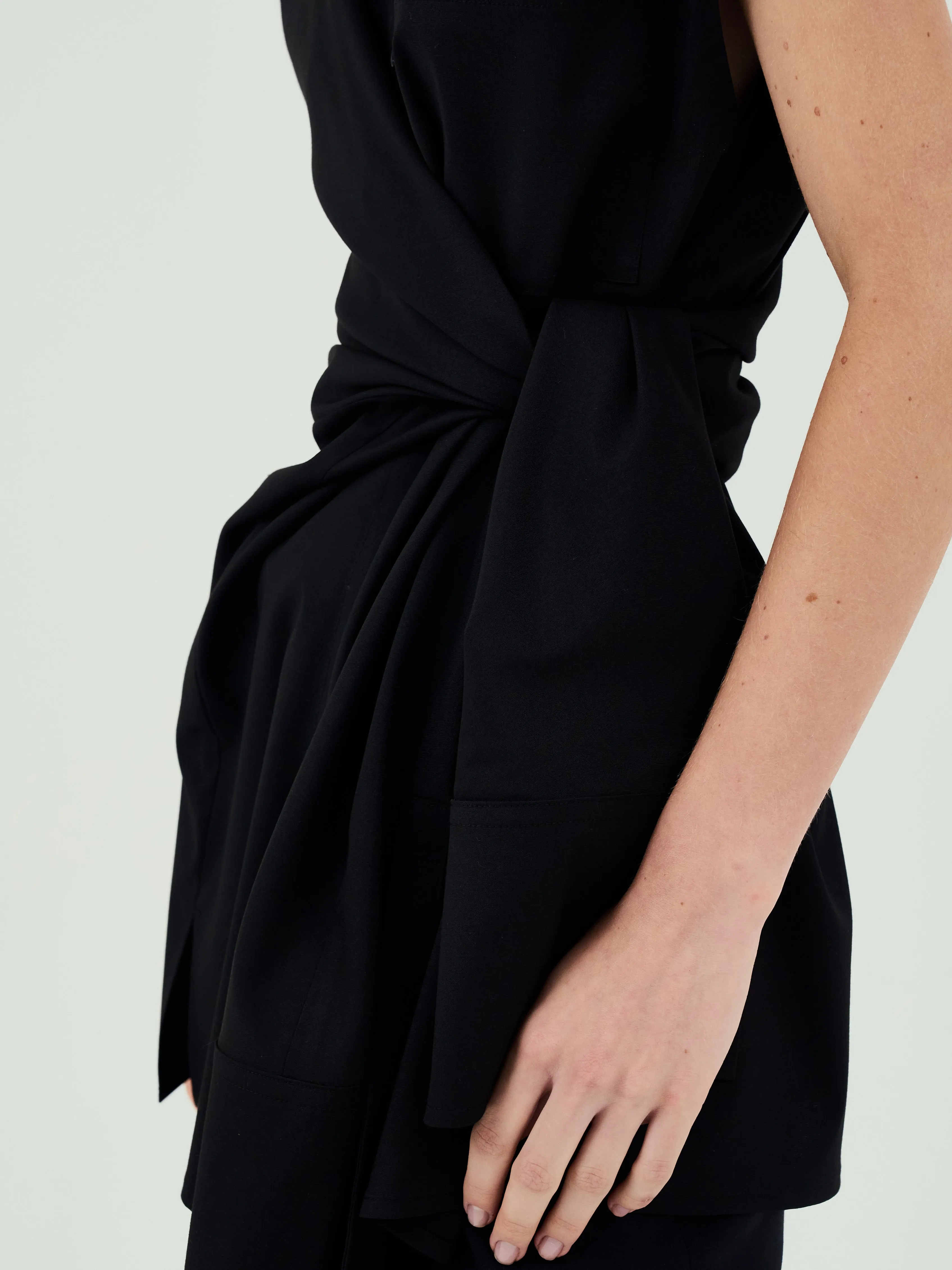 GOEN.J  Knotted detail stretch shirt dress - Black