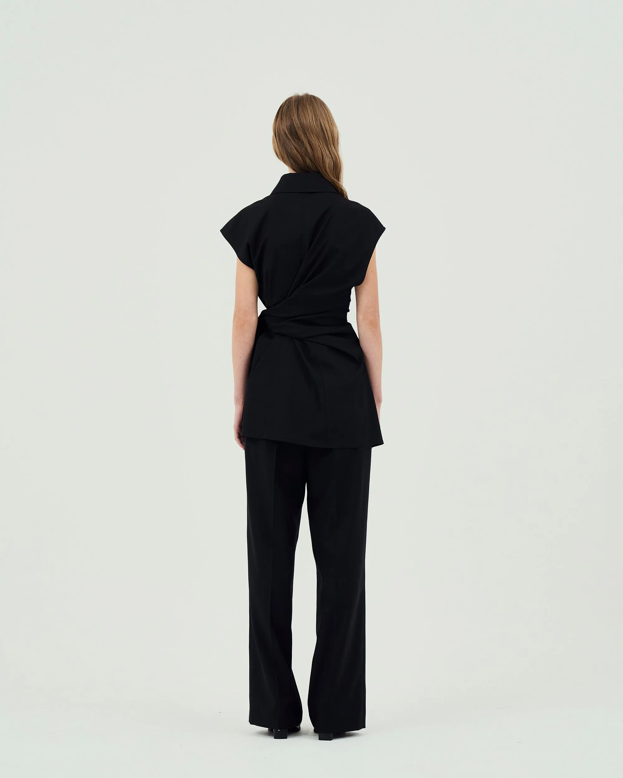 GOEN.J  Knotted detail stretch shirt dress - Black