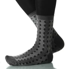 Gray Diamond Stripe - Ankle Height