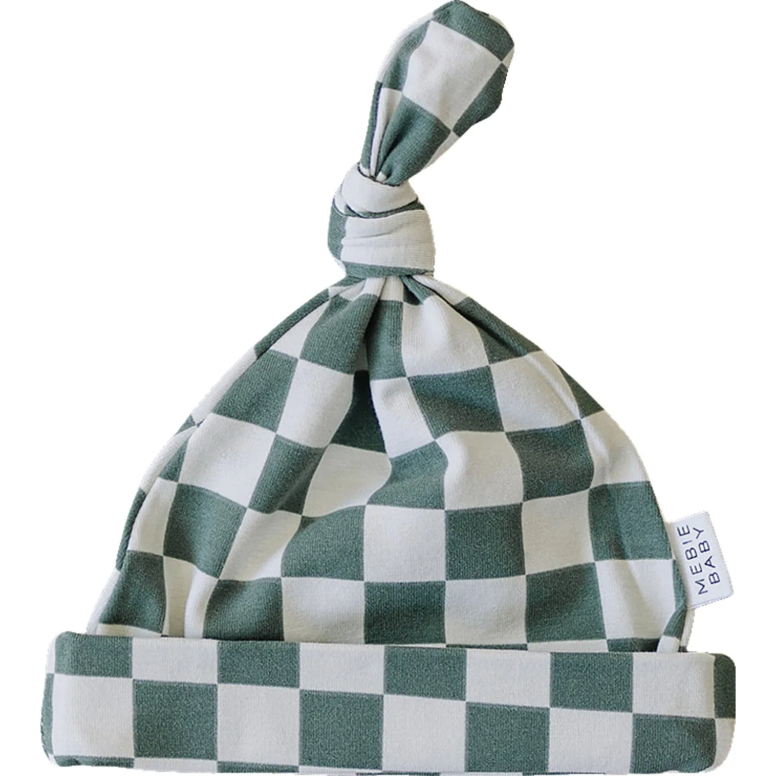 Green Checkered Newborn Knot Hat