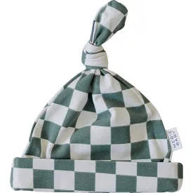 Green Checkered Newborn Knot Hat