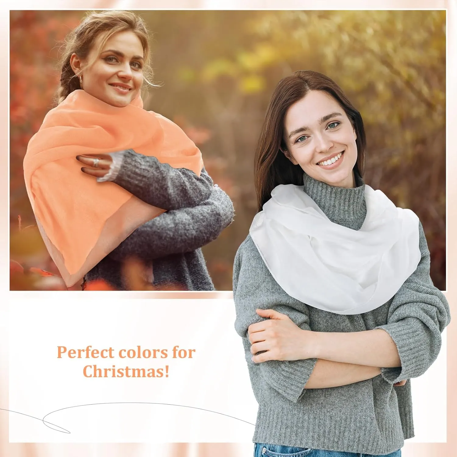 Handepo 6 Pcs Women Infinity Scarf Solid Color Lightweight Loop Scarf Winter Soft Neck Warmer for Women Men