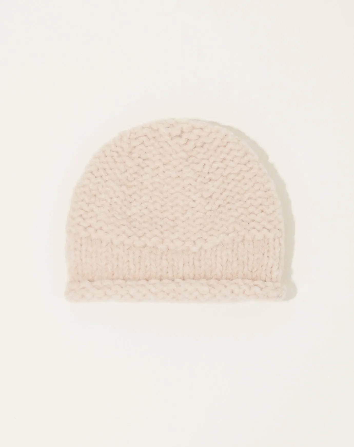 Handknit Purl Roll Hat in Alabaster