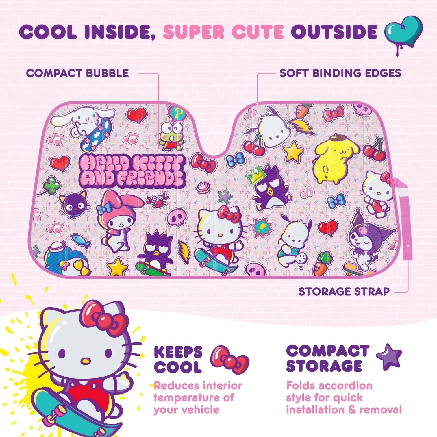 Hello Kitty and Friends Car Sun Shade (Kawaii Fun)