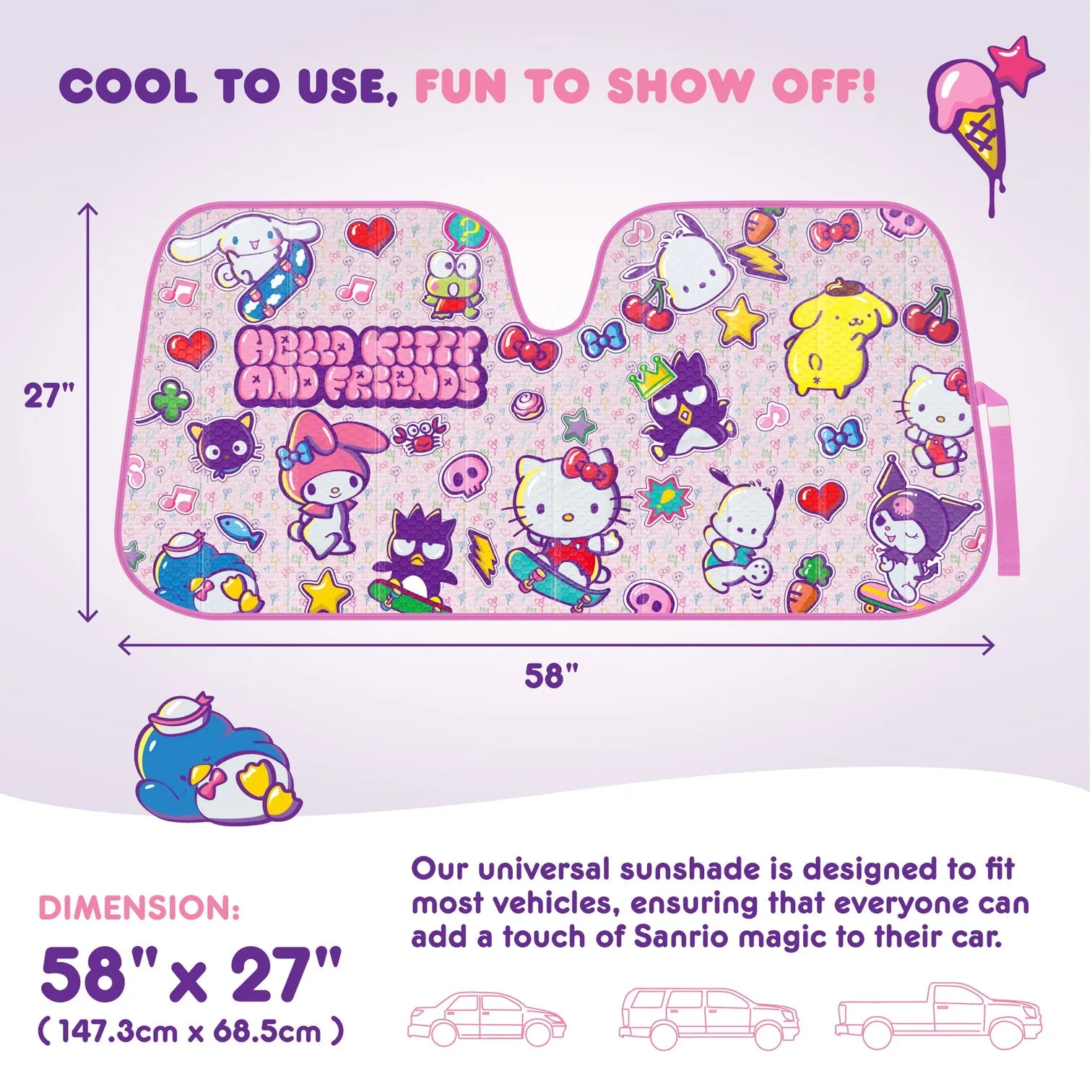 Hello Kitty and Friends Car Sun Shade (Kawaii Fun)