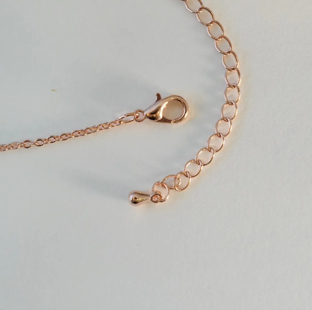 High Toned Statement Piece in Rose Gold Plated Solitaire & Zirconia Studded Pendant Necklace