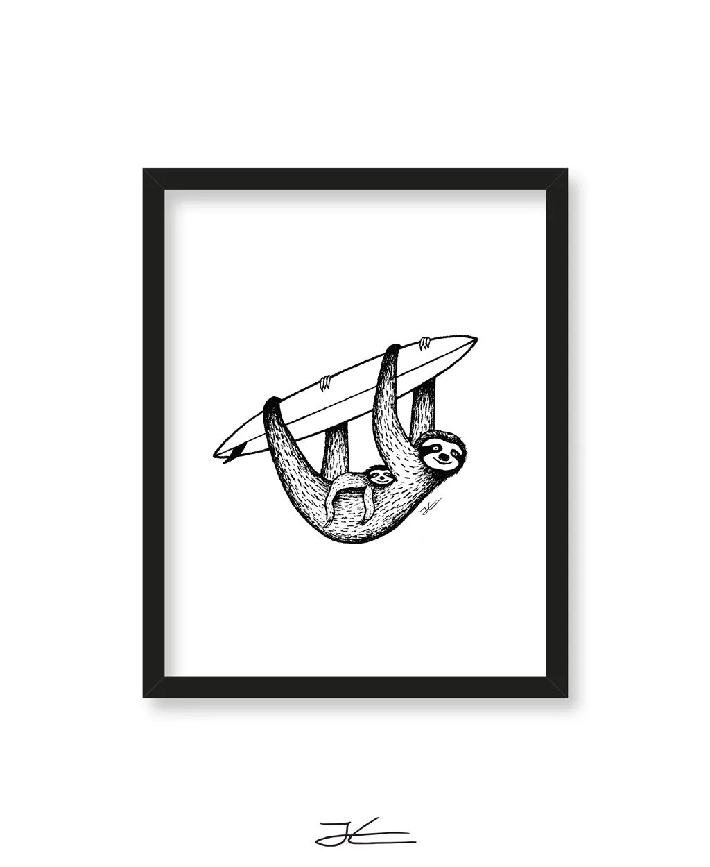 Inktober Sloth - Print/ Framed Print
