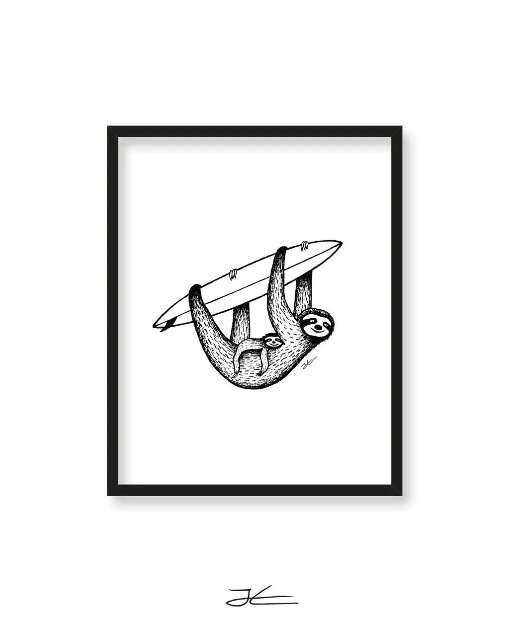 Inktober Sloth - Print/ Framed Print