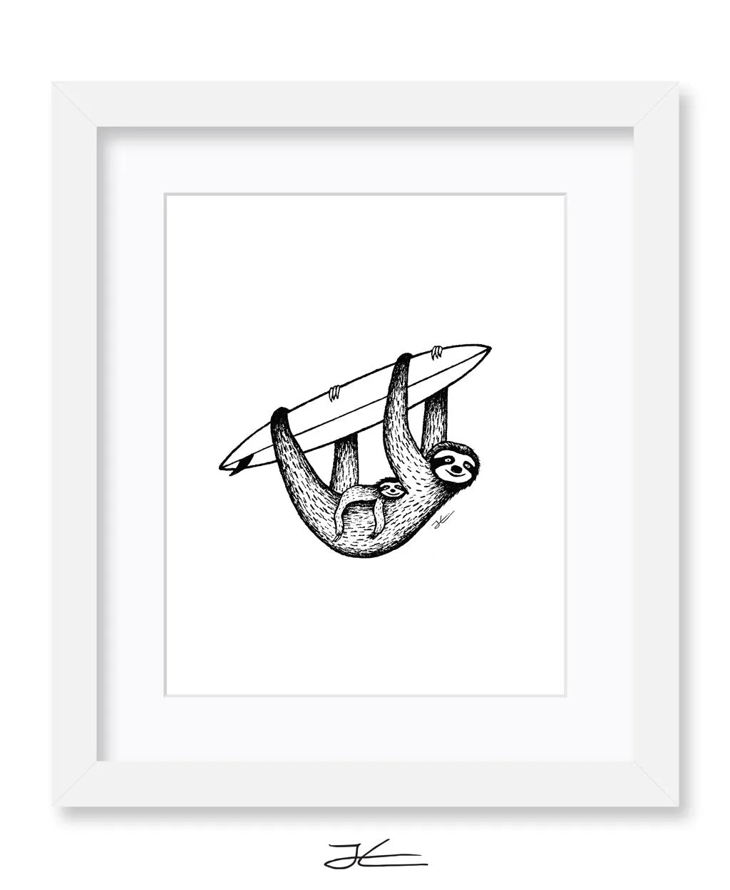 Inktober Sloth - Print/ Framed Print