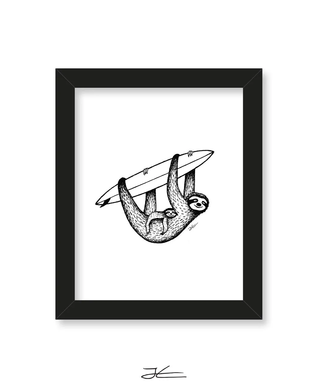 Inktober Sloth - Print/ Framed Print
