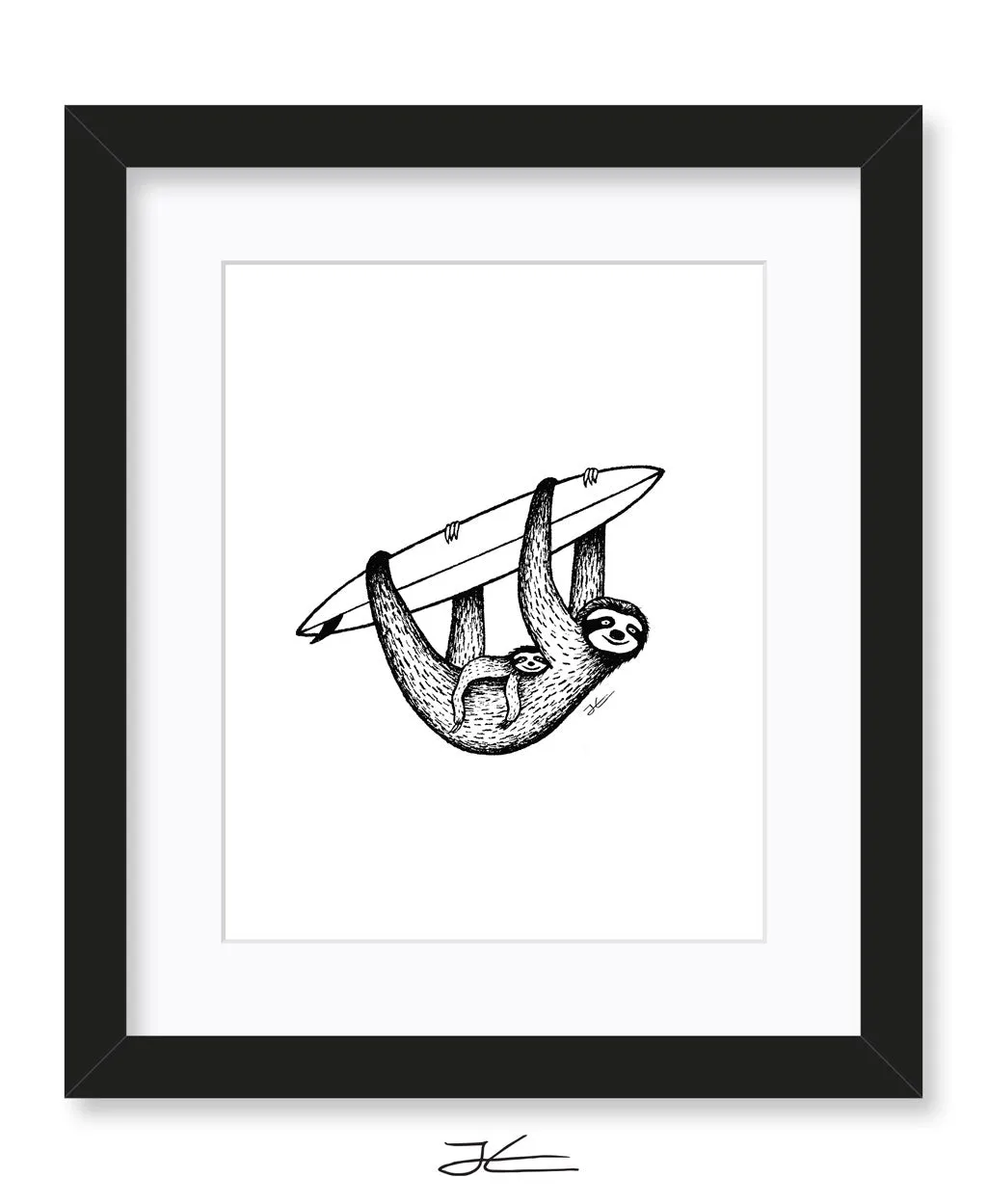 Inktober Sloth - Print/ Framed Print