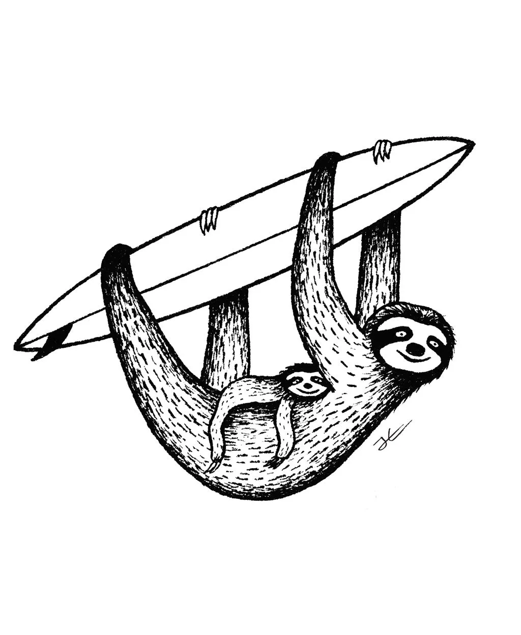 Inktober Sloth - Print/ Framed Print