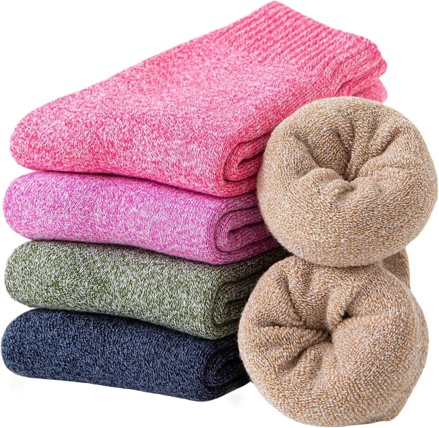 Josnown Wool Socks for Women, 5 Pairs Warm Winter Thermal Thick Socks