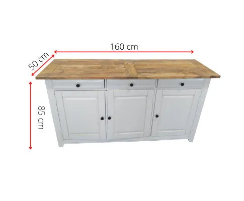 Lavasa Buffet Table 160cm 3 Doors Drawers Solid Mango Wood Farmhouse Furniture