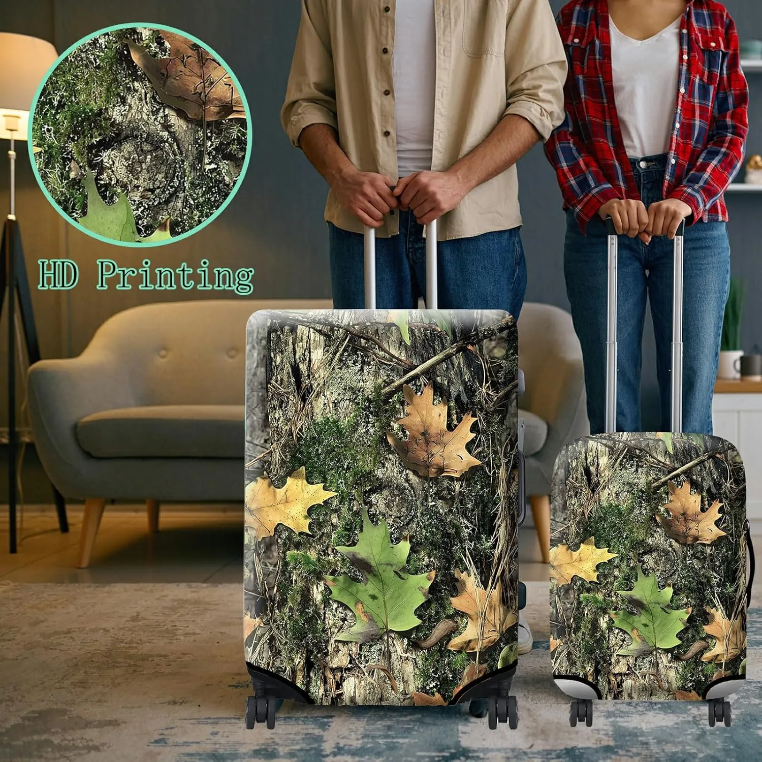 Luggage Cover Plus - Camo Tree Travel Suitcase Cover for 29-30 inch Luggage (XL) with Concealed Zipper, Washable Elastic Cloth, Dustproof, Anti-Scratch