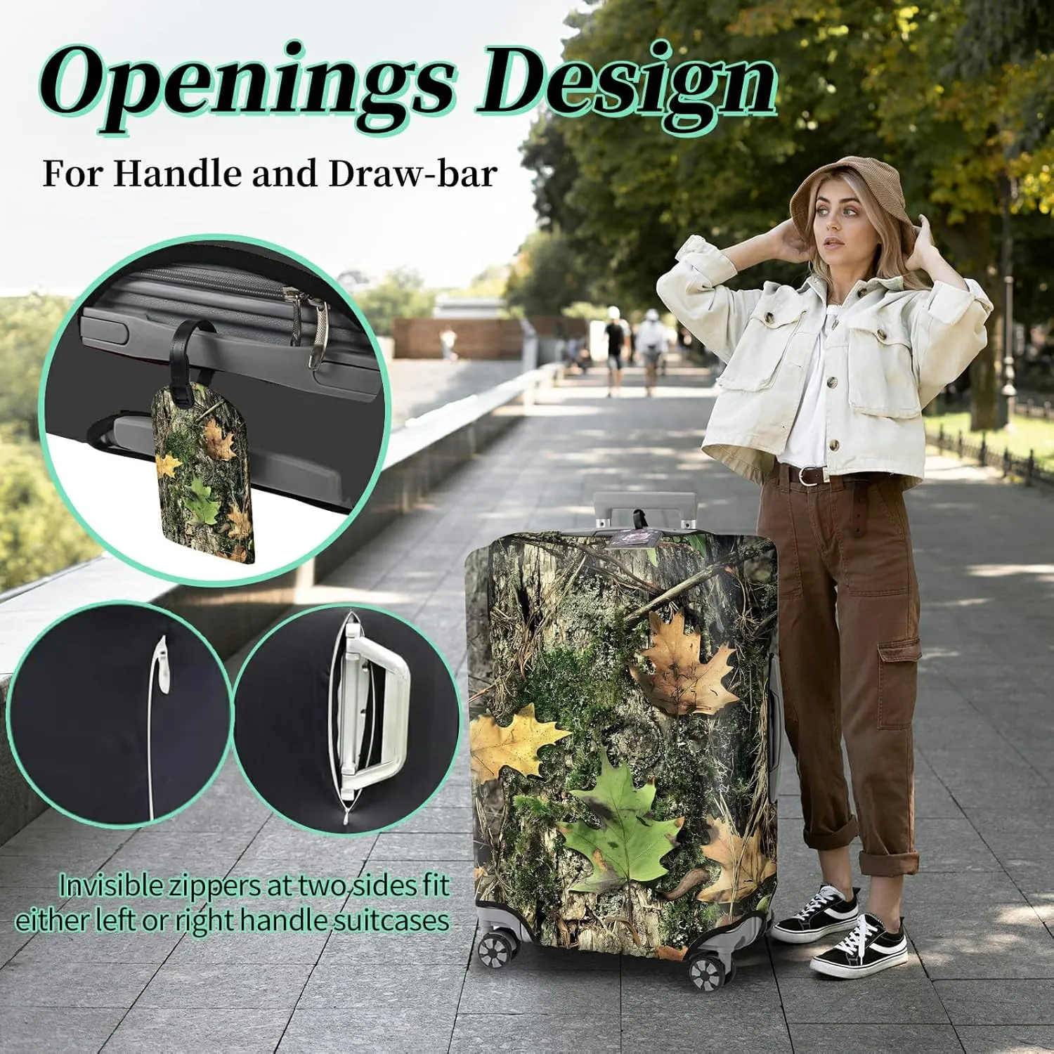 Luggage Cover Plus - Camo Tree Travel Suitcase Cover for 29-30 inch Luggage (XL) with Concealed Zipper, Washable Elastic Cloth, Dustproof, Anti-Scratch
