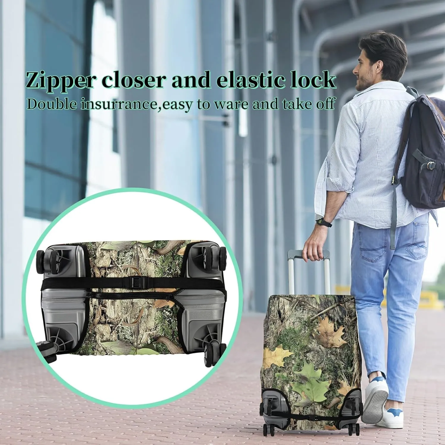 Luggage Cover Plus - Camo Tree Travel Suitcase Cover for 29-30 inch Luggage (XL) with Concealed Zipper, Washable Elastic Cloth, Dustproof, Anti-Scratch
