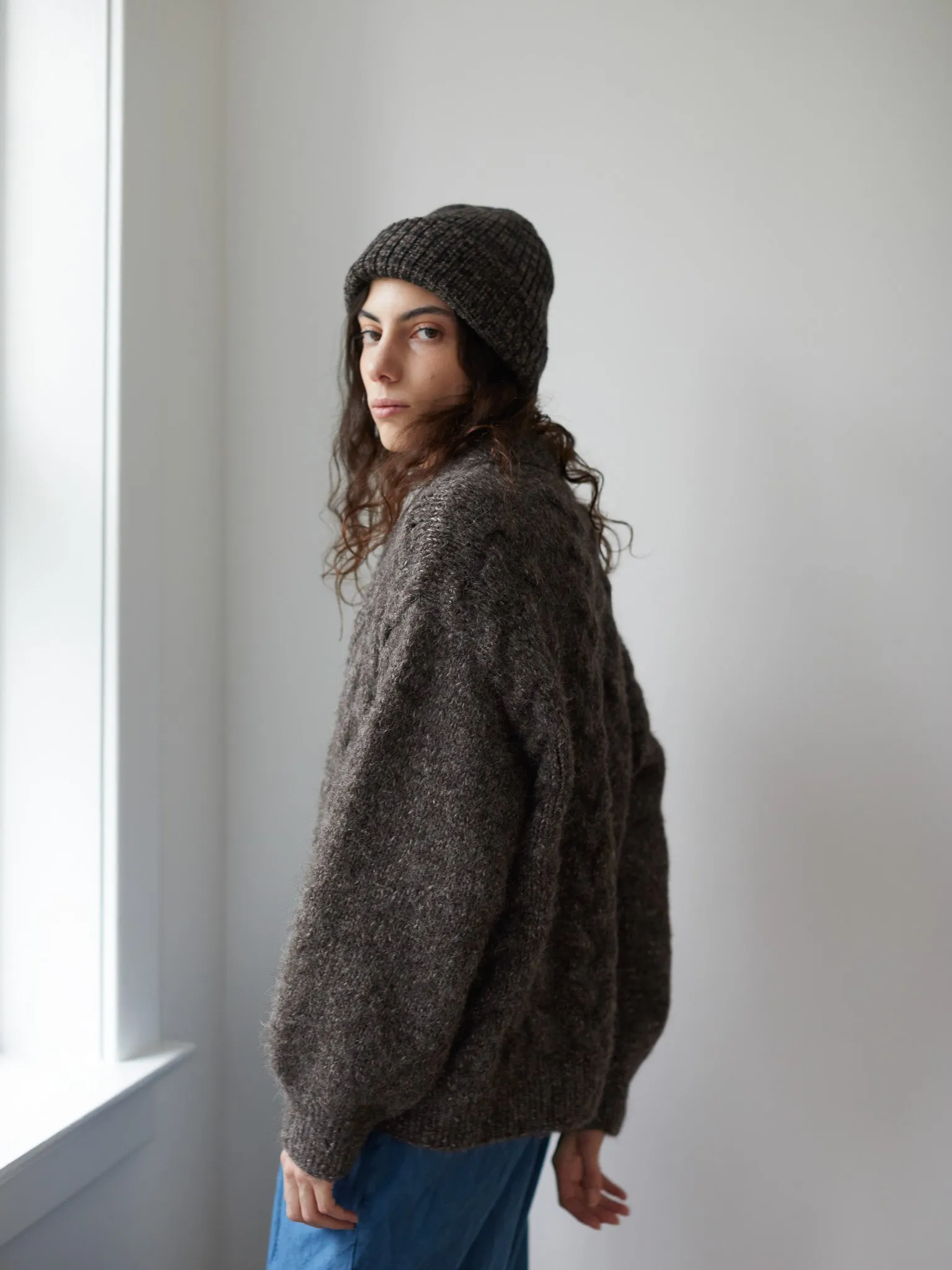 Marled Rib Hat in Smoke