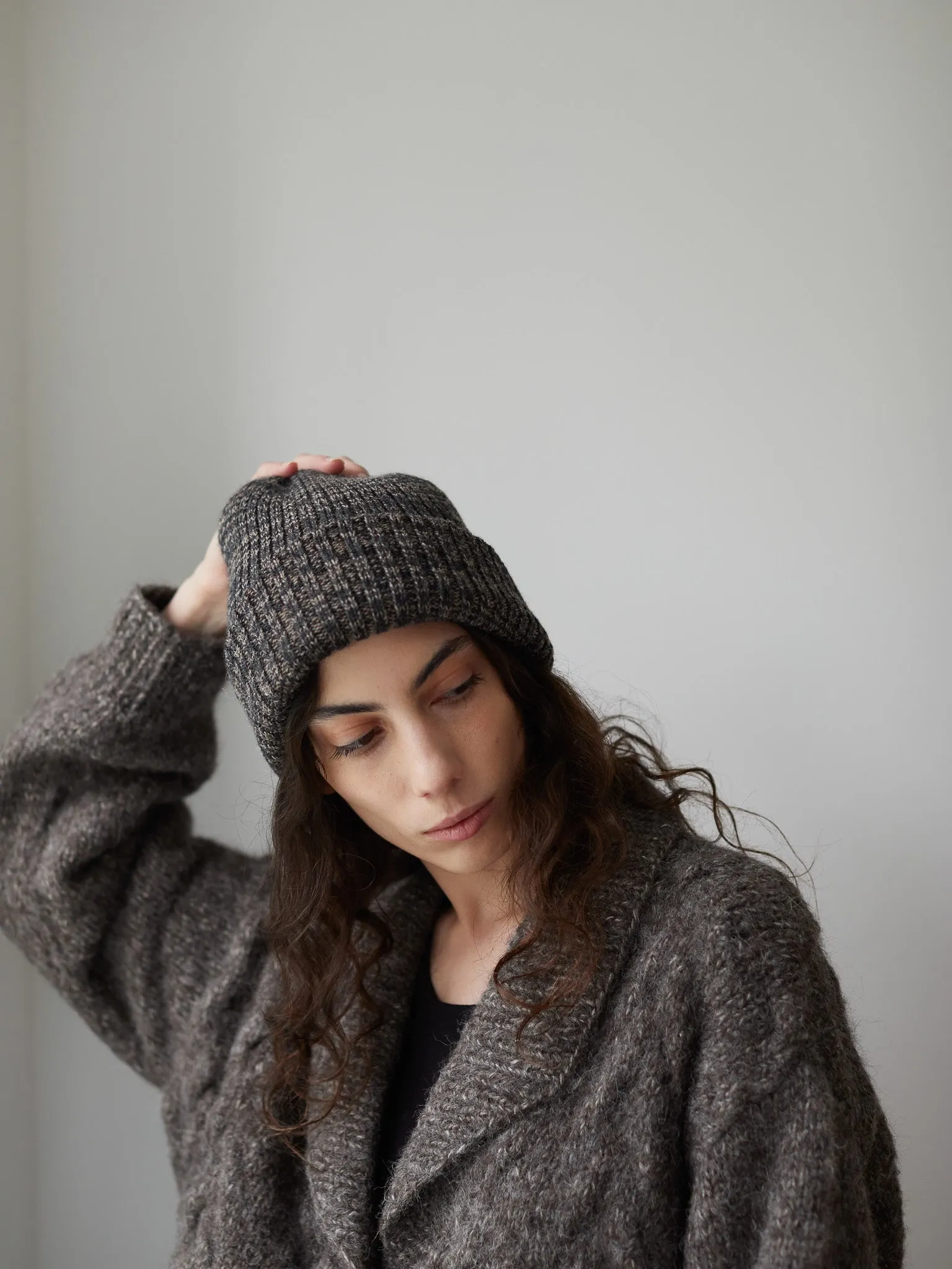 Marled Rib Hat in Smoke