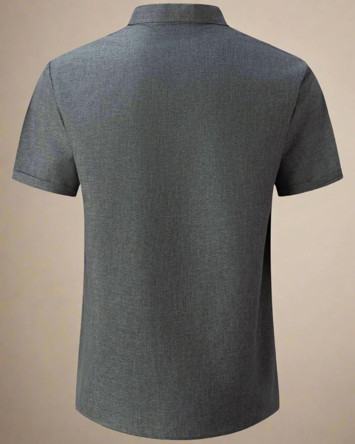 Men Grey Rayon and Linen Short Sleeve Shirt