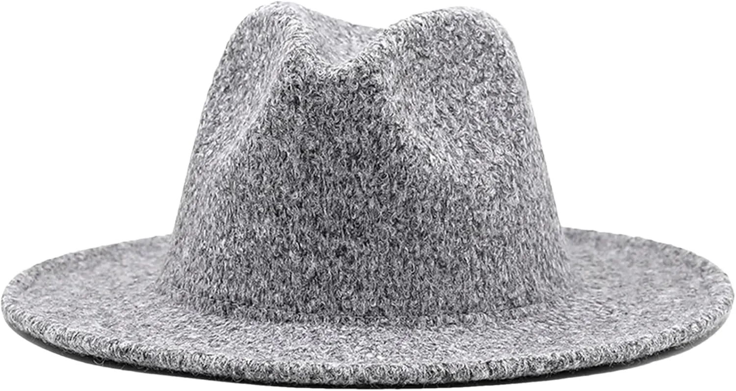 Men Wide Brim Wool Fedora Hat Classic Cowboy Hat Wedding Church Jazz Hats for Women