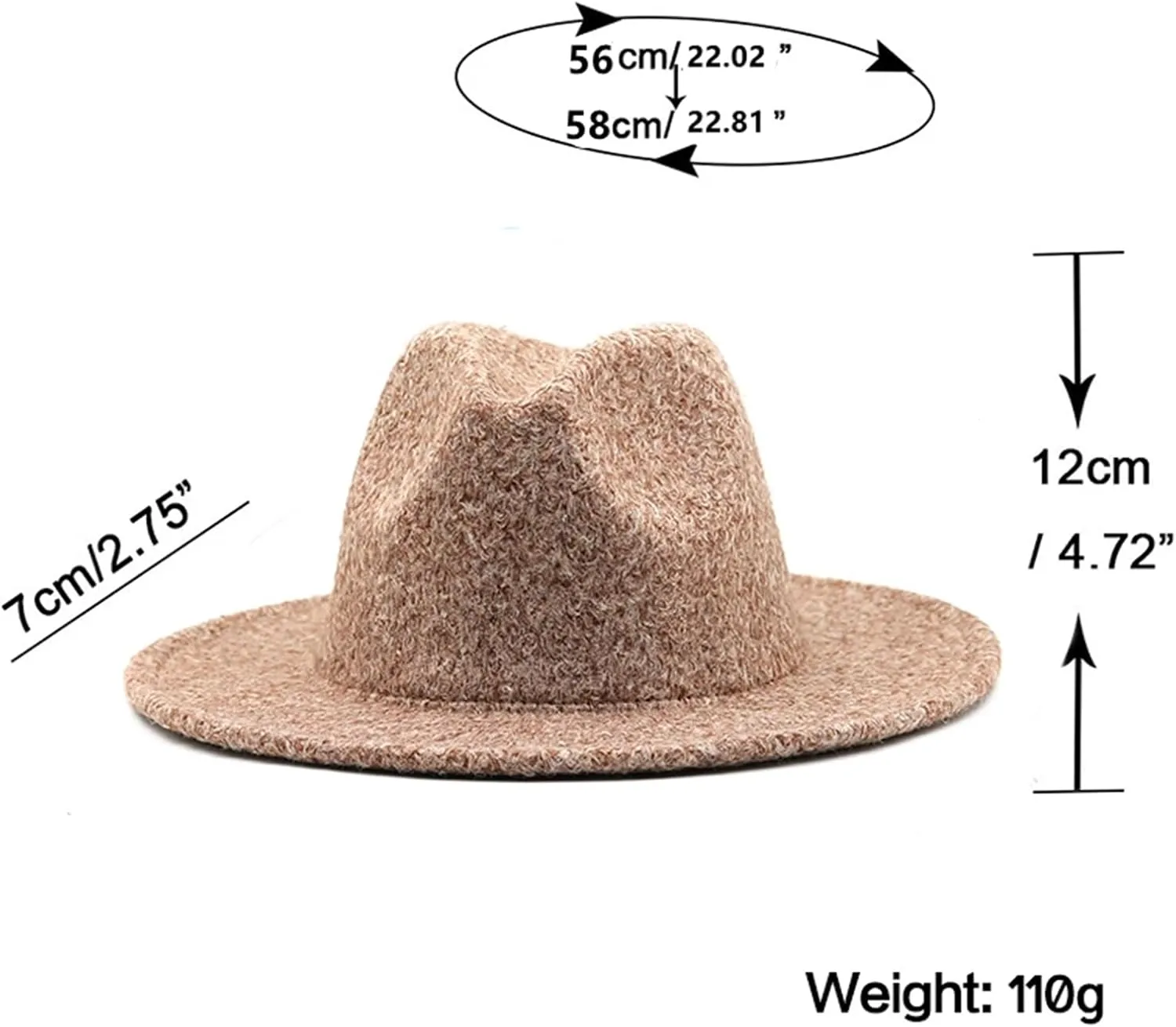 Men Wide Brim Wool Fedora Hat Classic Cowboy Hat Wedding Church Jazz Hats for Women