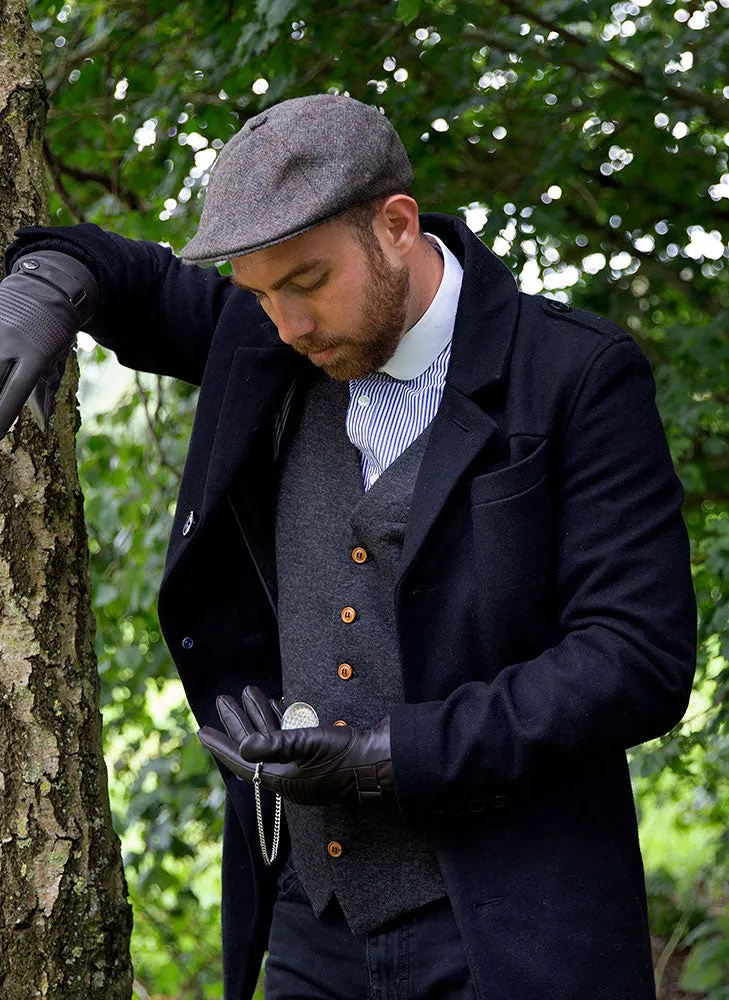 Men's Abraham Moon Herringbone Tweed Driver's Cap