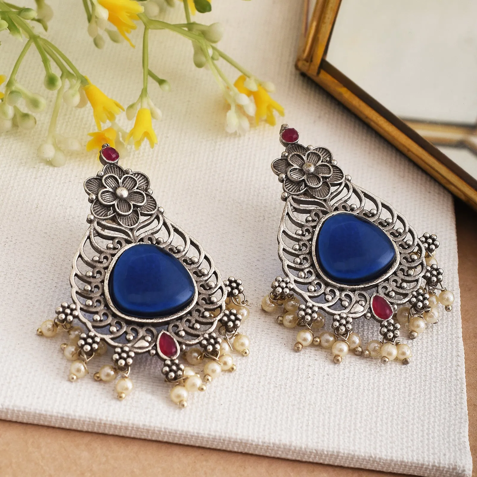 Mishka Floral Dangler Earrings - wxo