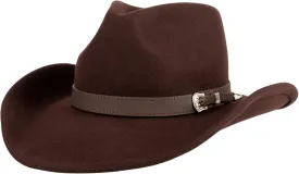 MIX BROWN Western Cowboy Hat for Men & Women 100% Wool Wide Brim Cowgirl Hats Outback Panama Rancher Felt Hat
