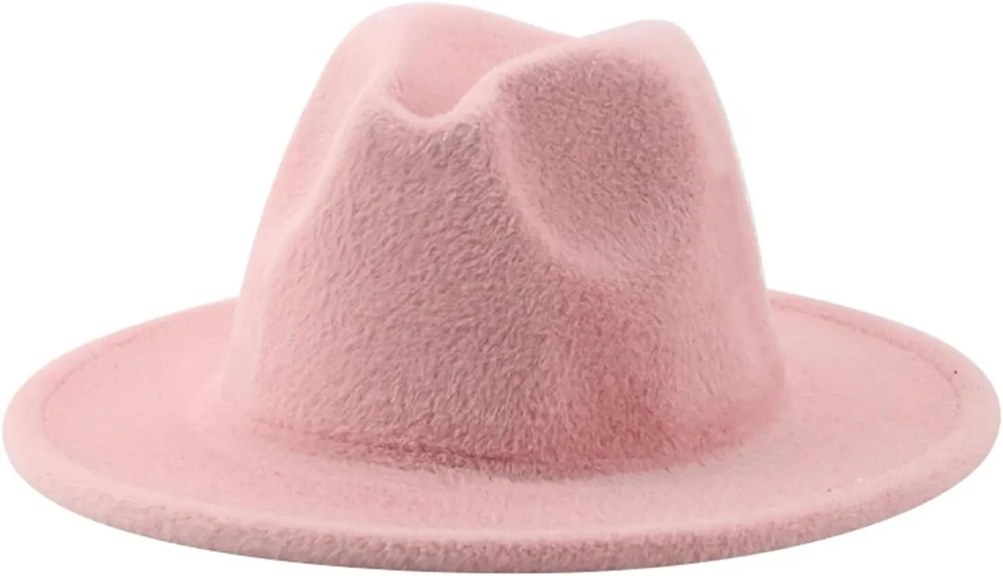 Mnjyihy Women Man Wool Fedoras Hat Solid Thick Wide Brim Casual Wedding Decorate Sombrero Chapeau