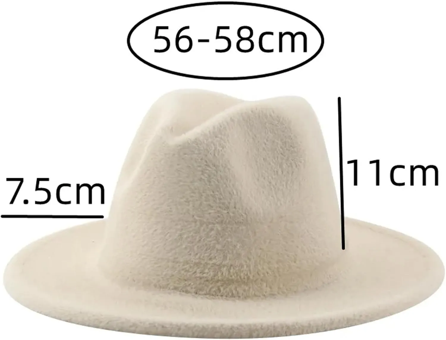 Mnjyihy Women Man Wool Fedoras Hat Solid Thick Wide Brim Casual Wedding Decorate Sombrero Chapeau