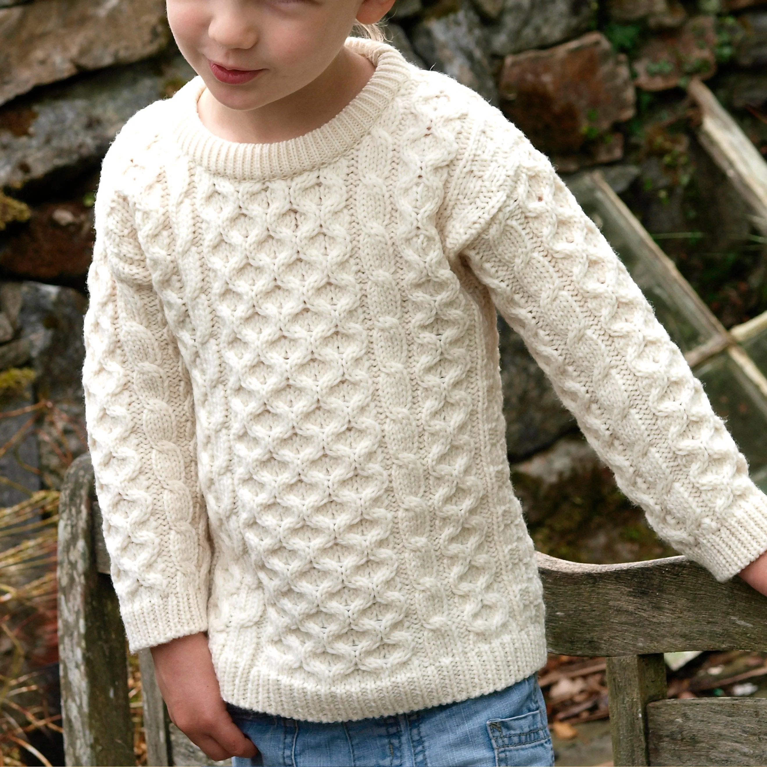 Natural Kids Unisex Crew Neck Aran Sweater