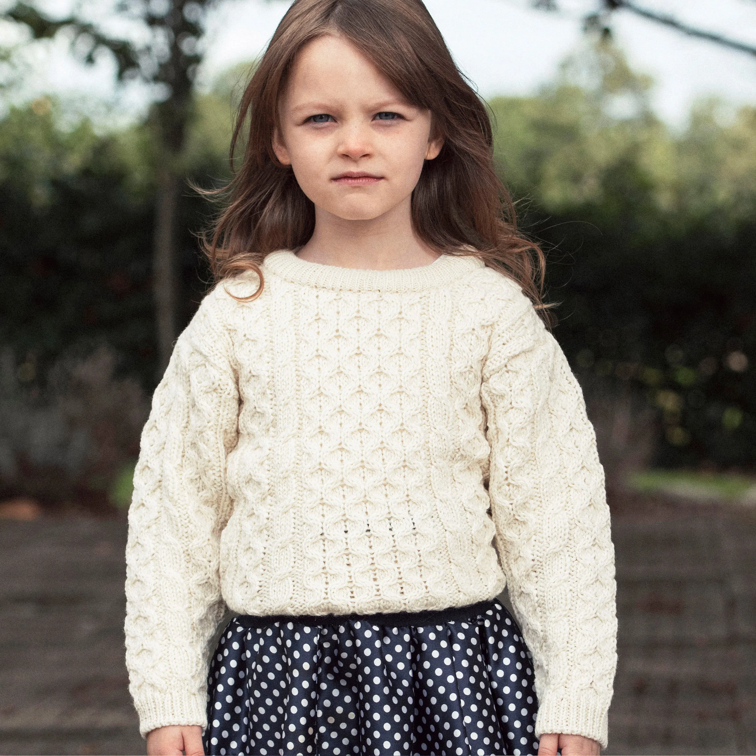 Natural Kids Unisex Crew Neck Aran Sweater