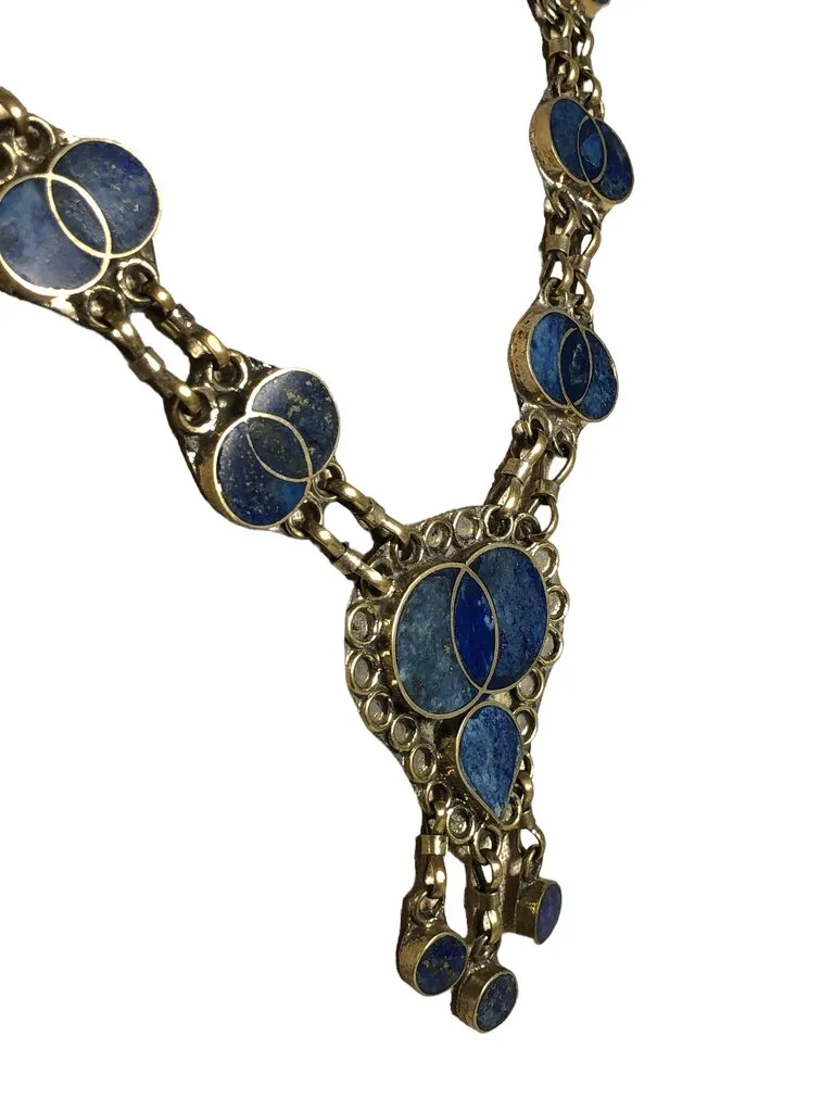 Nickel silver inlaid stone necklace
