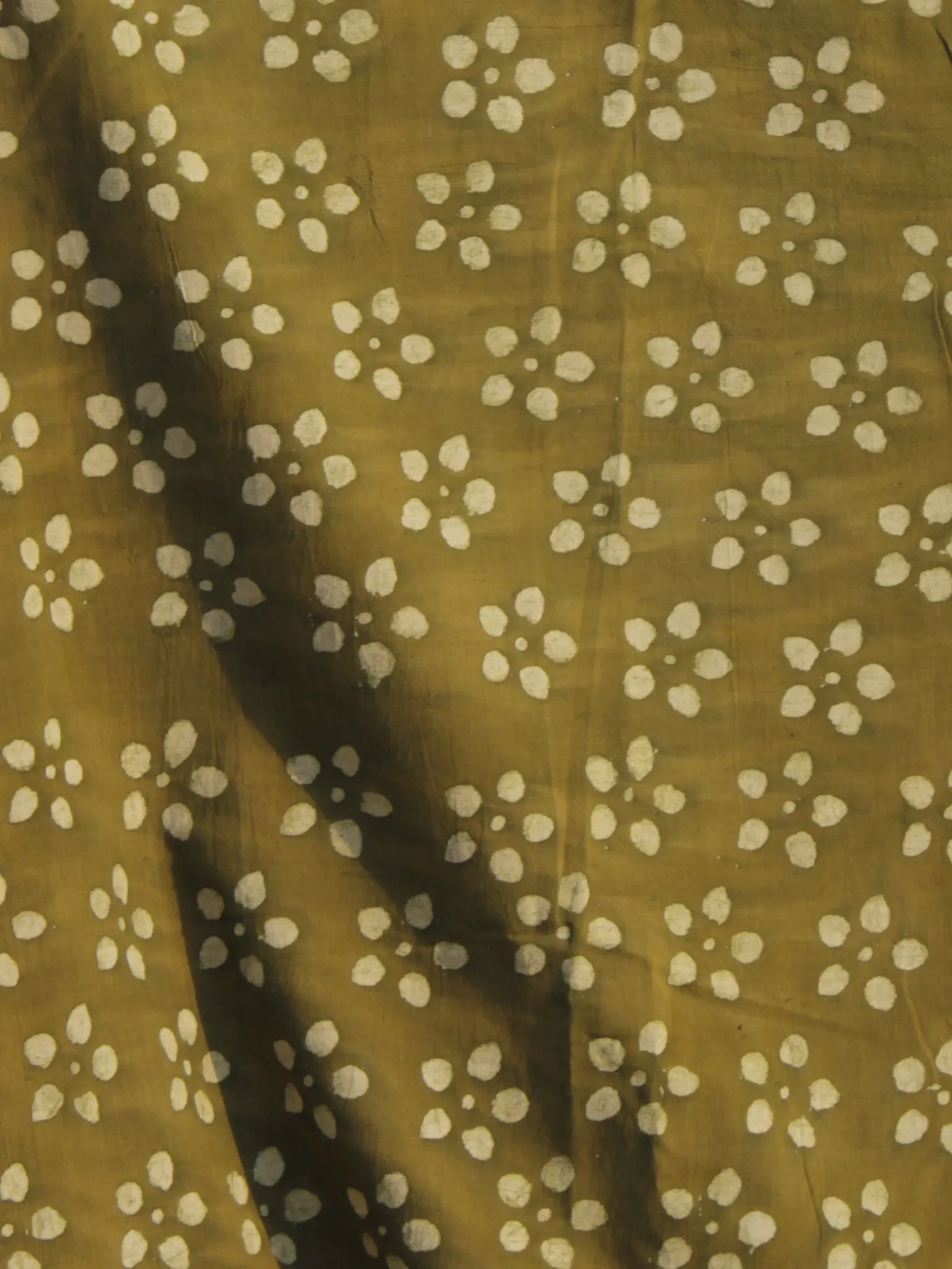 Olive Green Rust Black Ivory Hand Block Printed Cotton Saree In Natural Colors - S031702310
