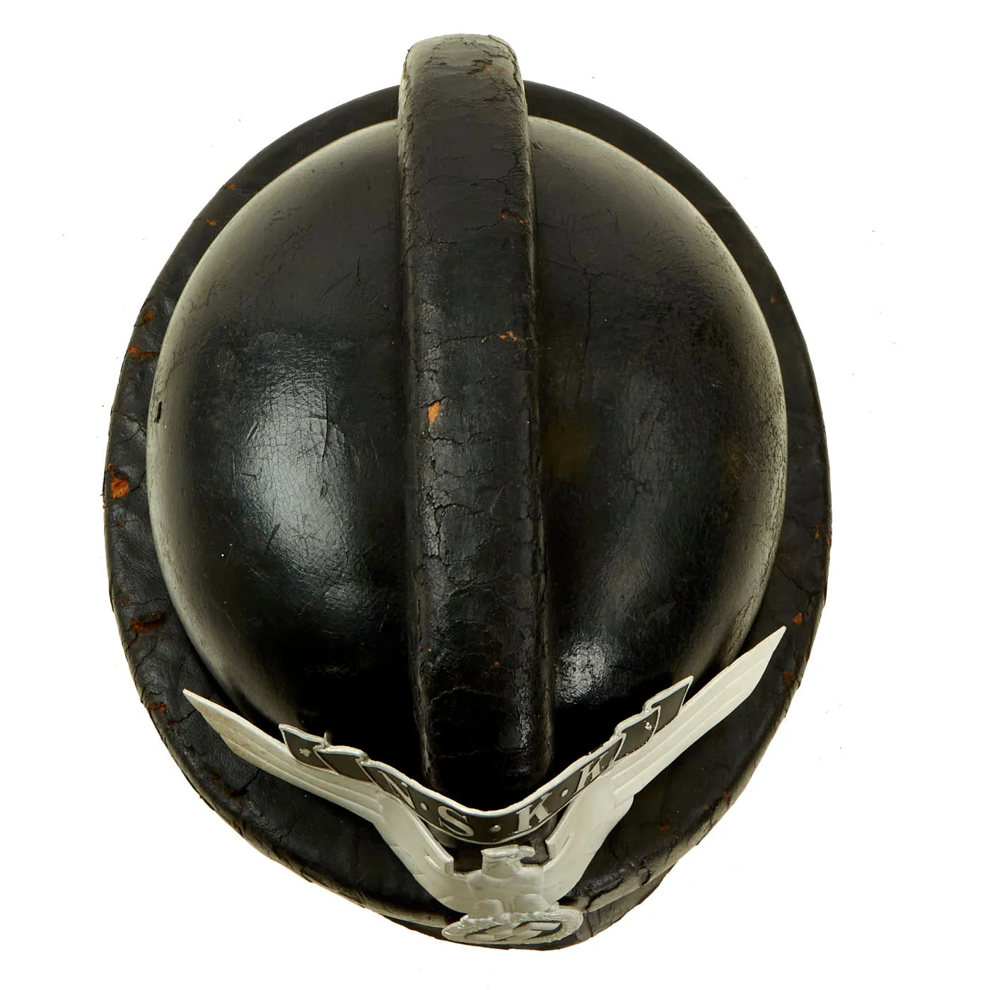 Original German WWII 2nd Pattern NSKK Crash Helmet with NOS Front Plate - Size 59