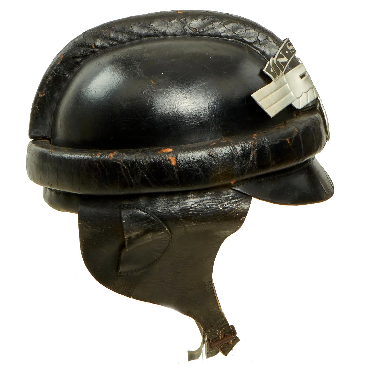 Original German WWII 2nd Pattern NSKK Crash Helmet with NOS Front Plate - Size 59
